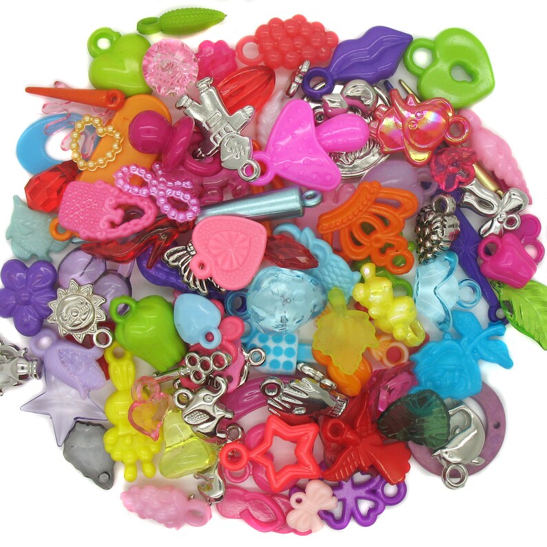 Bulk Acrylic Charms 100 Pc Mixed Plastic Charms and Pendants Etsy