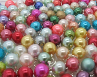 Small Bracelet Charms - 6mm Glass Pearl Bead Dangles DIY Charm Bracelets - Bulk Bead Charms Grab Bag Mix