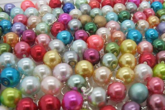 Small Bracelet Charms - 6mm Glass Pearl Bead Dangles DIY Charm Bracelets - Bulk Bead Charms Grab Bag Mix