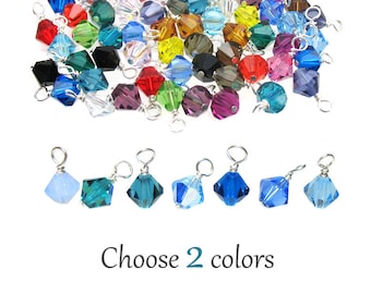 Crystal Bead Dangles 2 Color Mix - Preciosa 6mm Bicone Bead Charm Dangles DIY Jewelry Bracelet Bulk Colors