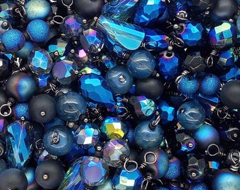 Blue & Black Charm Mix, 20 pieces, for Goth or Witchy Jewelry
