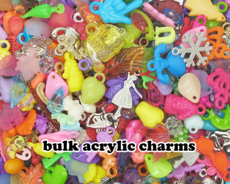 Bulk Acrylic Charms 100 Pc Mixed Plastic Charms and Pendants Etsy