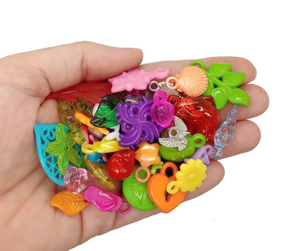 Bright Acrylic Bead Mix for Kandi Bracelets, 100 piece Set of Mixed Beads,  Adorabilities