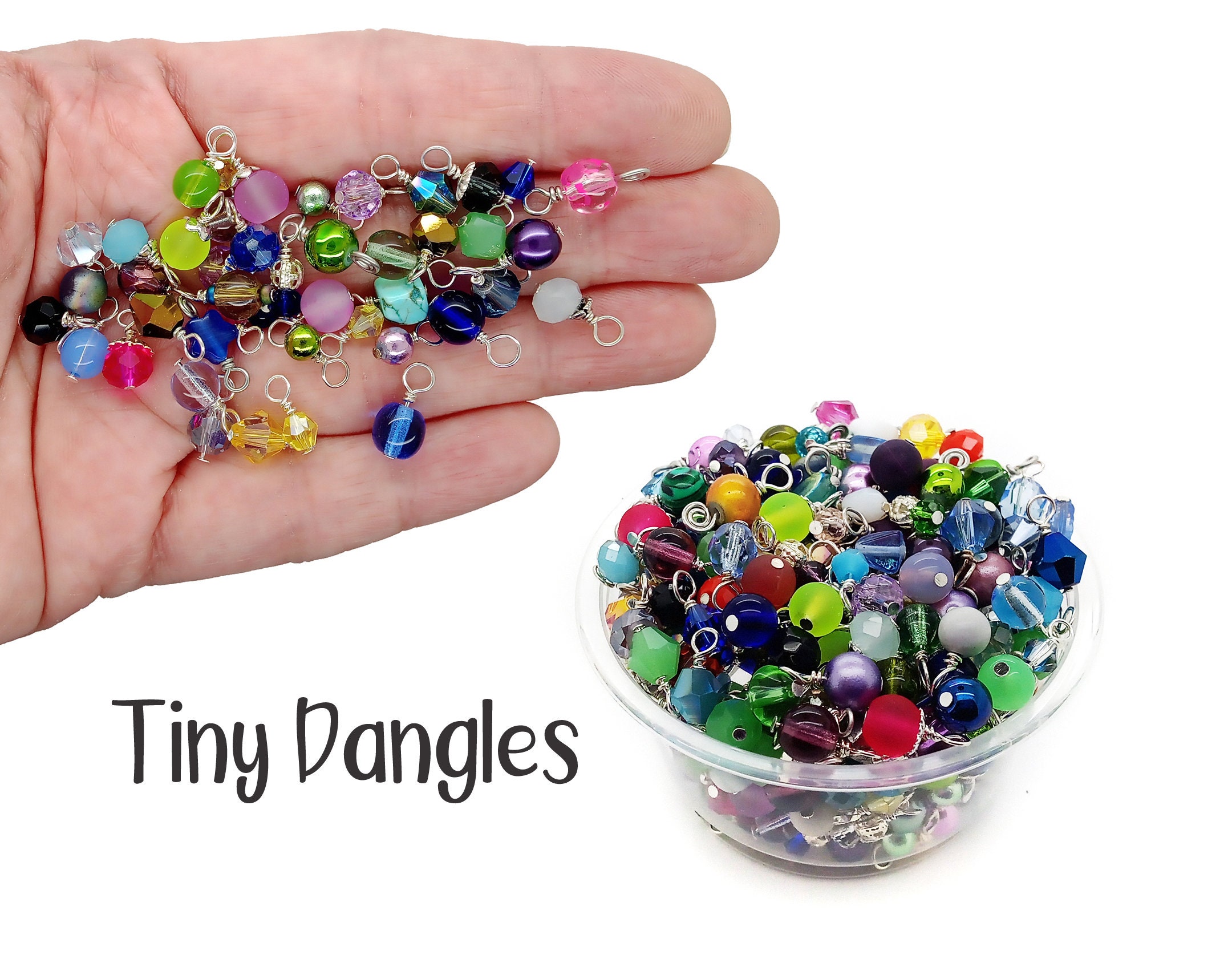 Small Bicone Bead Charms, 5mm Colorful Crystal Bead Dangle Mix, Bulk Charms,  Adorabilities