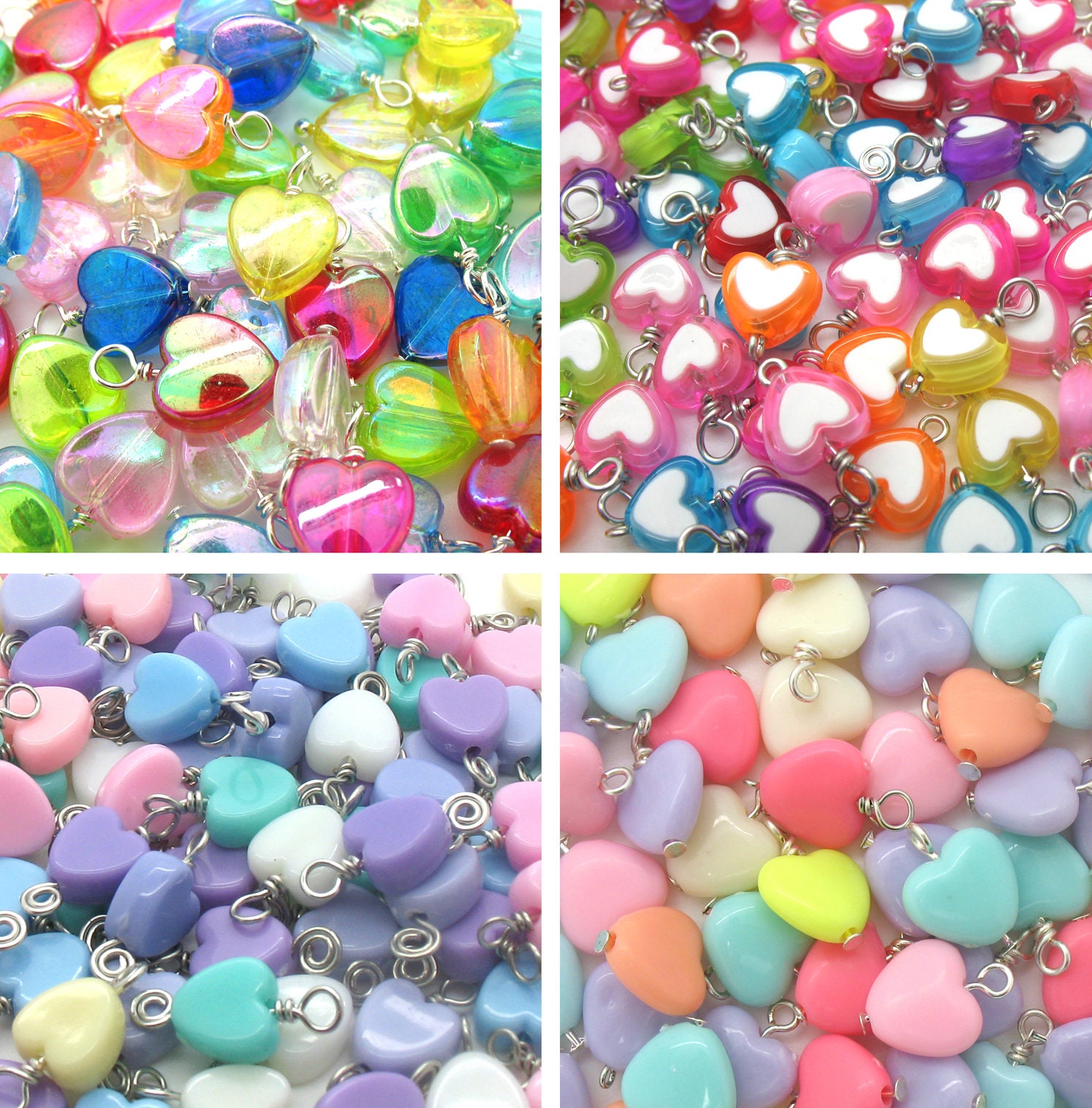 Cute Very Shiny Acrylic Heart Beads
