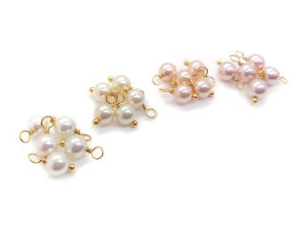 Pastel Pearl Charms, High-Quality 6mm Crystal Bead Charms with Ball Ends Gold-Tone Wire-Wrapped, Choose  10 - 20 pieces