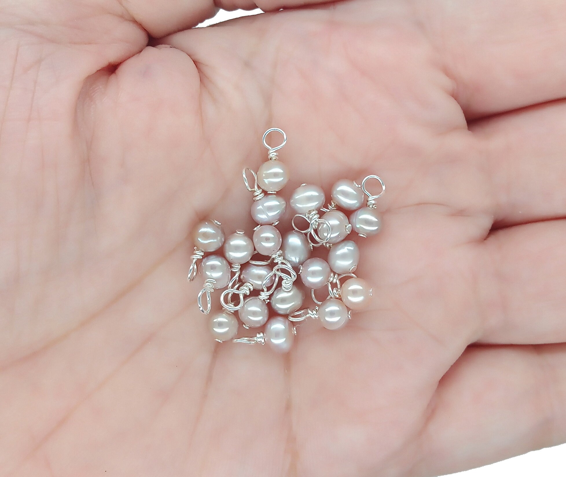 Small Pearl Charms Tiny Freshwater Pearl Bead Dangles Choose Etsy