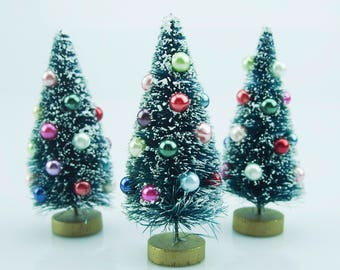 Miniature Vintage Style Bottle Brush Trees Green Multi Miniature Vintage Style Bottle Brush Trees Green Multi