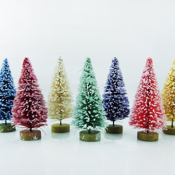 Vintage Style Bottle Brush Trees-Candy Colors-Set of Seven