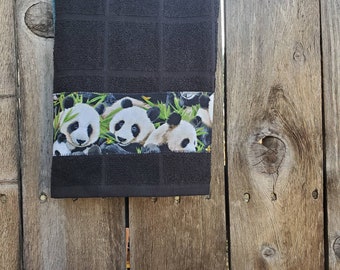 Panda towel, Pandas kitchen towel, kitchen decor, bathroom decor, hand towel, panda kitchen, panda bathroom, pandas, tea towel, hostess gift