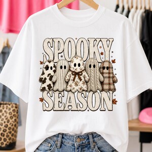 Retro Patchwork Ghosts png, Preppy Distressed Halloween Png, Spo-oky Season PNG, Retro Patch Ghost Png, Spo-oky Ghost Halloween Png