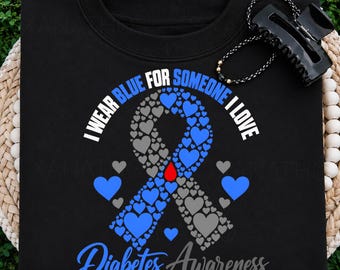 Llevo azul por alguien a quien amo PNG, Diseño de concientización sobre la diabetes tipo 1, Equipo de apoyo PNG, Cinta azul divertida para la concientización sobre la diabetes PNG, Diabetes