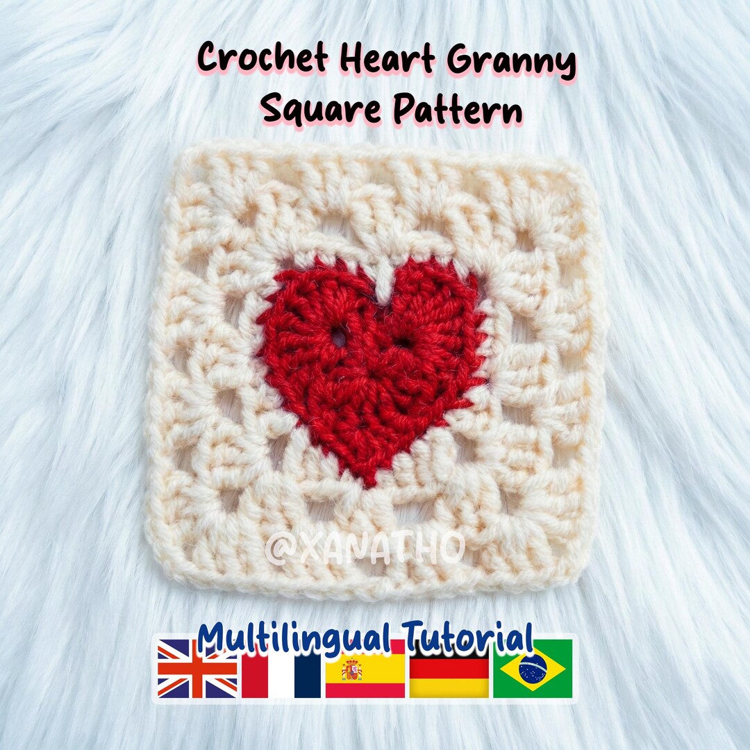 Crochet Heart Granny Square Pattern – Beginner-friendly Heart Motif ...