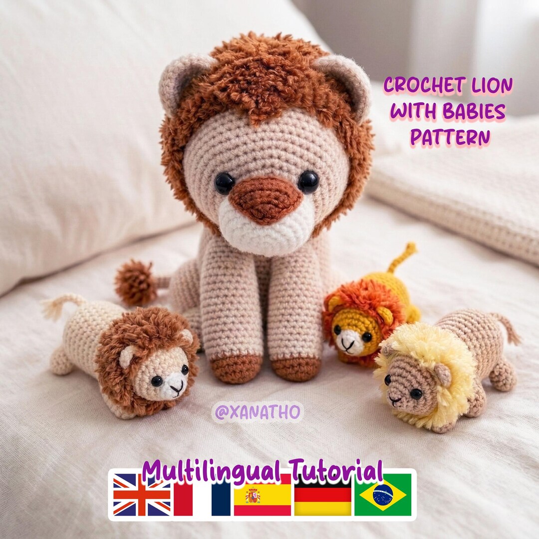 Crochet Lion With Babies Amigurumi Pattern PDF | Amigurumi Plush DIY ...