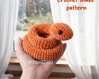 Patrón de serpiente de crochet sin costura en PDF | Serpiente de peluche amigurumi fácil | Juguete de crochet para principiantes | Descarga instantánea