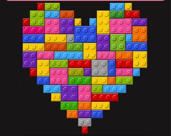 Corazón de ladrillo de construcción de maestro constructor para el Día de San Valentín PNG, Corazón de ladrillo de bloques PNG, Maestro constructor para el Día de San Valentín PNG, Descarga instantánea