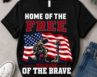 El hogar de PNG gratuito, diseño de bandera patriótica "Because of the Brave", sublimación de tributo militar, descarga digital