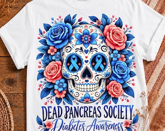 Calavera de azúcar para concienciación sobre la diabetes PNG, diseño floral de apoyo al páncreas muerto, calavera de azúcar para concienciación sobre la diabetes PNG, Sociedad del Páncreas Muerto PNG