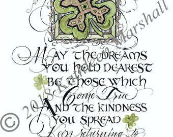 Irish quote St Patricks Day Card, Hand made, Blank, Original Watercolor Illustration printed Art Card, Hand signed by artist