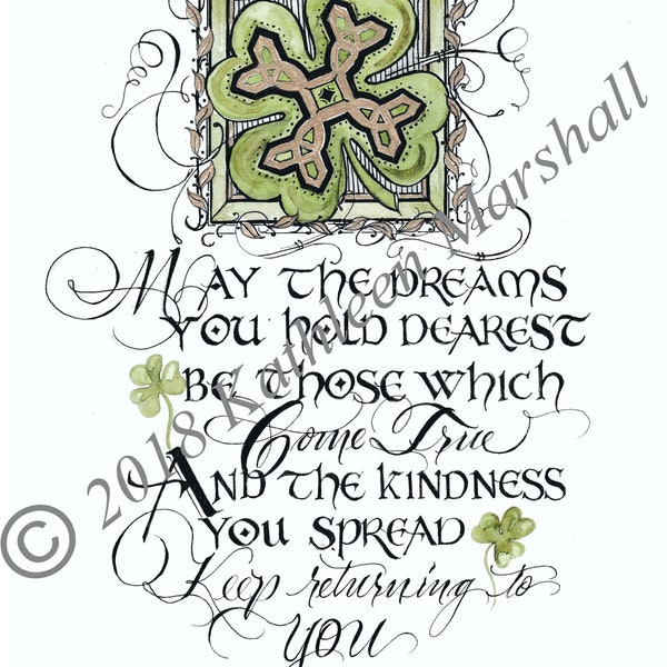 Irish quote St Patricks Day Card, Hand made, Blank, Original Watercolor Illustration printed Art Card, Hand signed by artist