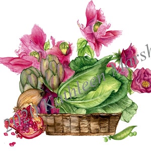 Se sent comme Spring Basket Card, fait à la main, vierge, illustration originale à l’aquarelle imprimée carte d’art, à la main signée par l’artiste