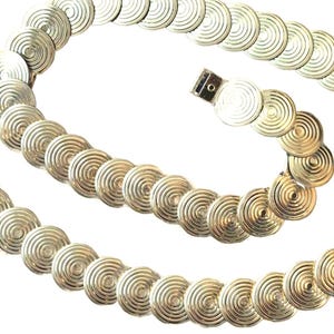 Vintage 80s/90s Gold Disc Stretch Belt Mod Disco 30"-36"