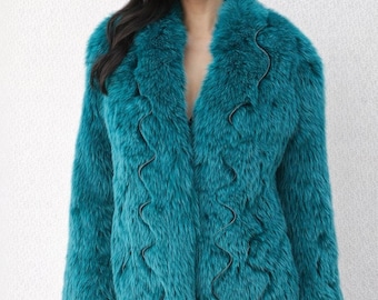 Jaren 90 VTG Roberto Cavalli geverfd poolvossenbont