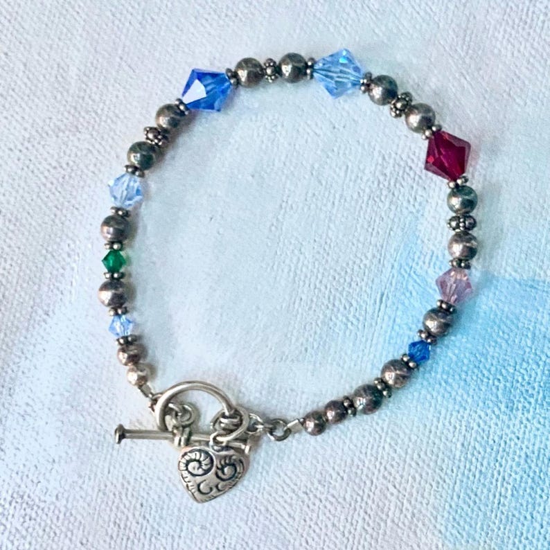 Vintage 925 zilveren Brighton meerkleurige kristallen armband afbeelding 7