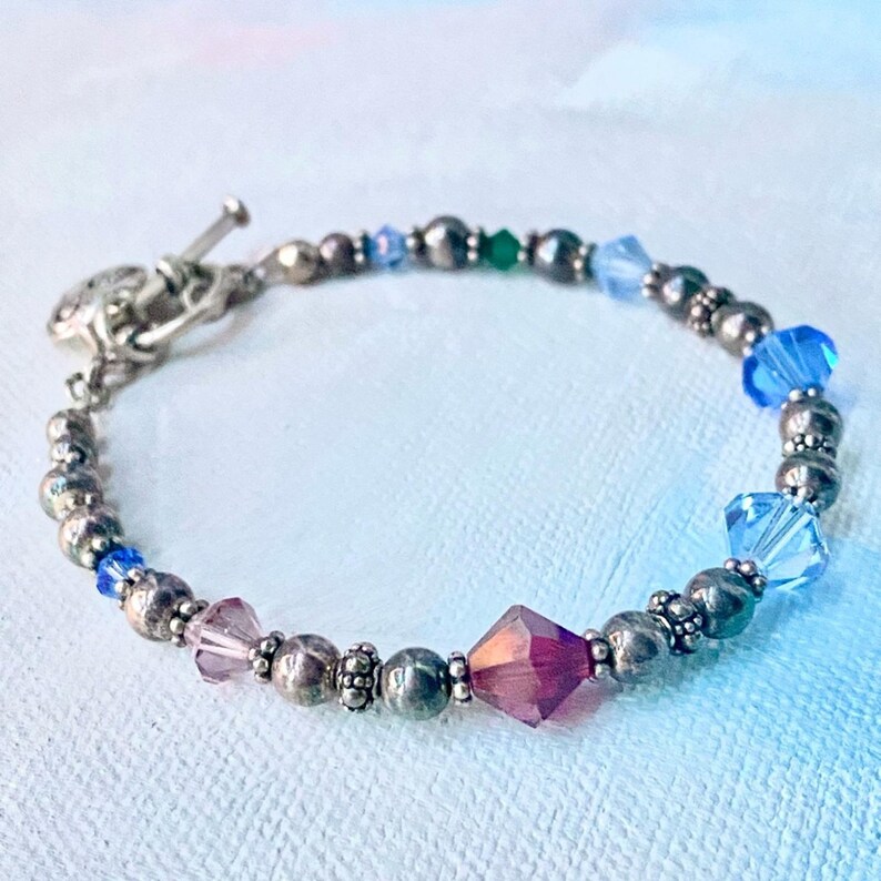 Vintage 925 zilveren Brighton meerkleurige kristallen armband afbeelding 2