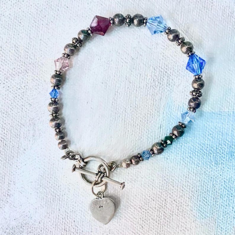 Vintage 925 zilveren Brighton meerkleurige kristallen armband afbeelding 3