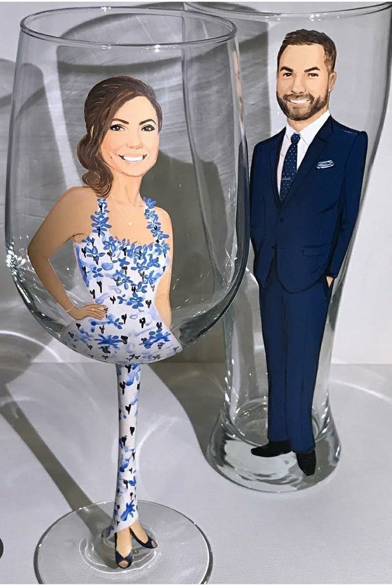 Bride and Groom Toasting Wedding Glasses Single Wine and