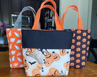 Handmade Halloween Trick or Treat Bags | Halloween Candy Tote/Bag | Different Patterns | Reusable