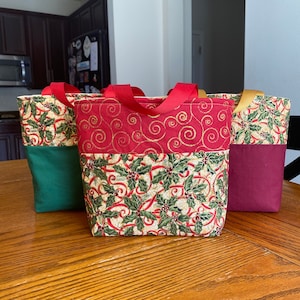 Handmade Christmas Gift Bags | Christmas/Holiday Present/Gift Tote Bag | Different Patterns | Reusable