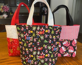 Handmade Christmas Gift Bags | Christmas/Holiday Present/Gift Tote Bag | Different Patterns | Reusable