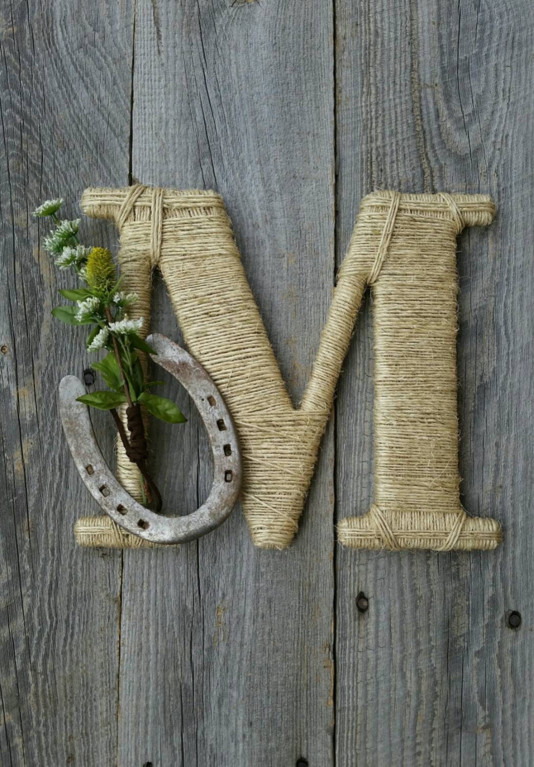 Rustic Wrapped Letter Twine Wrapped Letter Wall Letter Etsy