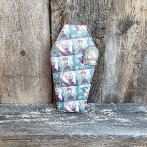 Dark Alice Print Coffin Wallet - Goth Vinyl Clutch