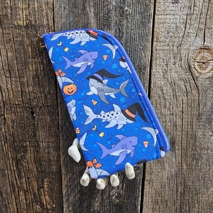 Halloween Witch Sharks, zippered glasses case, padded sunglass case