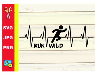 Heartbeat Runner Run Wild SVG | Heartbeat Run Run Wild SVG | Sports SVG | Cut File (svg, png, jpg)