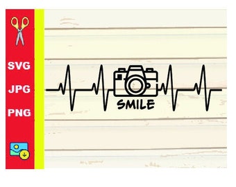 Heartbeat Camera Smile SVG | Heartbeat Photography Smile SVG | Creative SVG | Cut File (svg, png, jpg)
