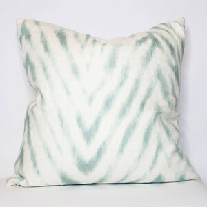 QUICK SHIP - off-white and teal chevron pillow cover - COVER only