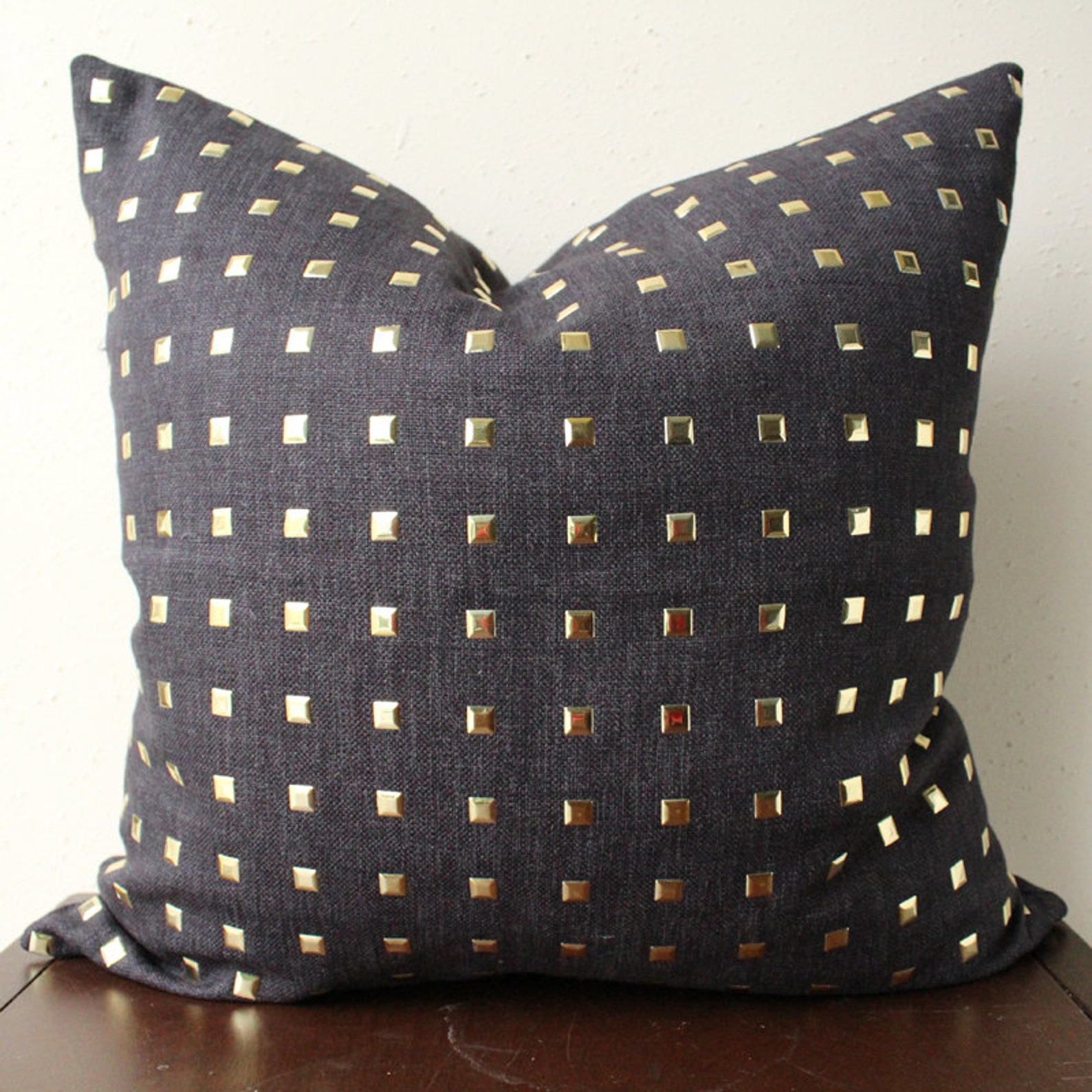 Black and gold studded pillow with metal gold studs Etsy