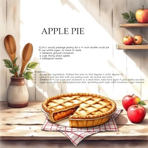 Apple Pie Recipe Print: Kitchen Wall Art (Digital Download)