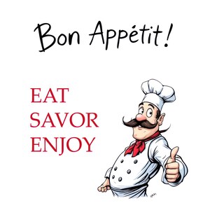 Bon Appetit Kitchen Print, Modern Kitchen Art, Bon Appetit Retro Poster, Digital Download, Kitchen Wall Decor, Printable Art