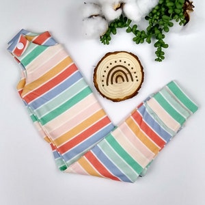 Stripes toddler outfit, organic toddler clothes, rainbow stripe romper, romper set, cute baby shower gift, spring baby romper,spring toddler