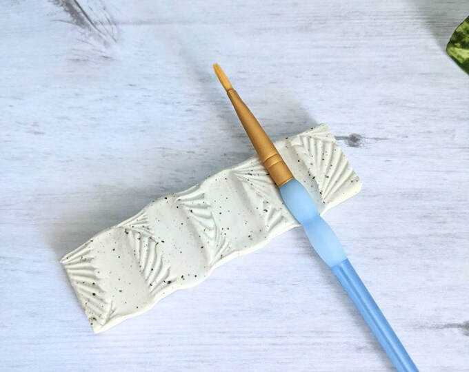 Modern L Ceramic Paint Brush Rest Handmade Painter Supply Desk Supply Studio Ceramic Art Artist