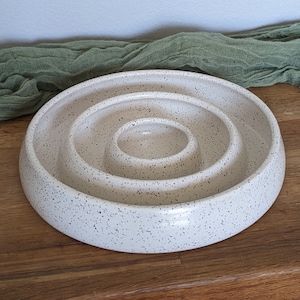 Handmade Speckled Ceramic Slow Feeder Dog Bowl | Custom Pet Bowl