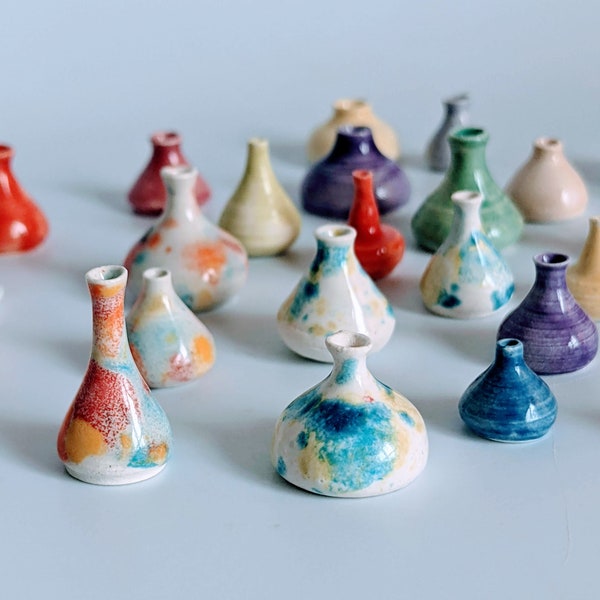 SET of Miniature Pottery (dollhouse size), handmade miniature pots and vases | You Pick a Set of 3 or 5 | Less Than 1 Inch In Size