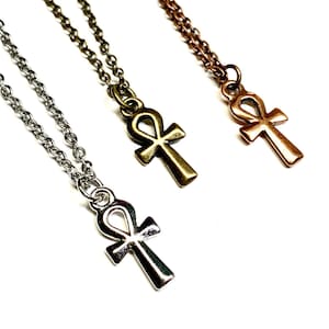 Tiny Ankh necklace - Silver Bronze Copper