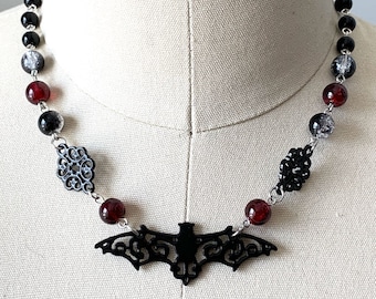 Gothic necklace-bat jewelry-gothic jewelry-victorian jewelry-Vampire-goth lolita necklace