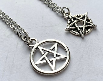 Pentagram necklace - silver - choose from 2 designs